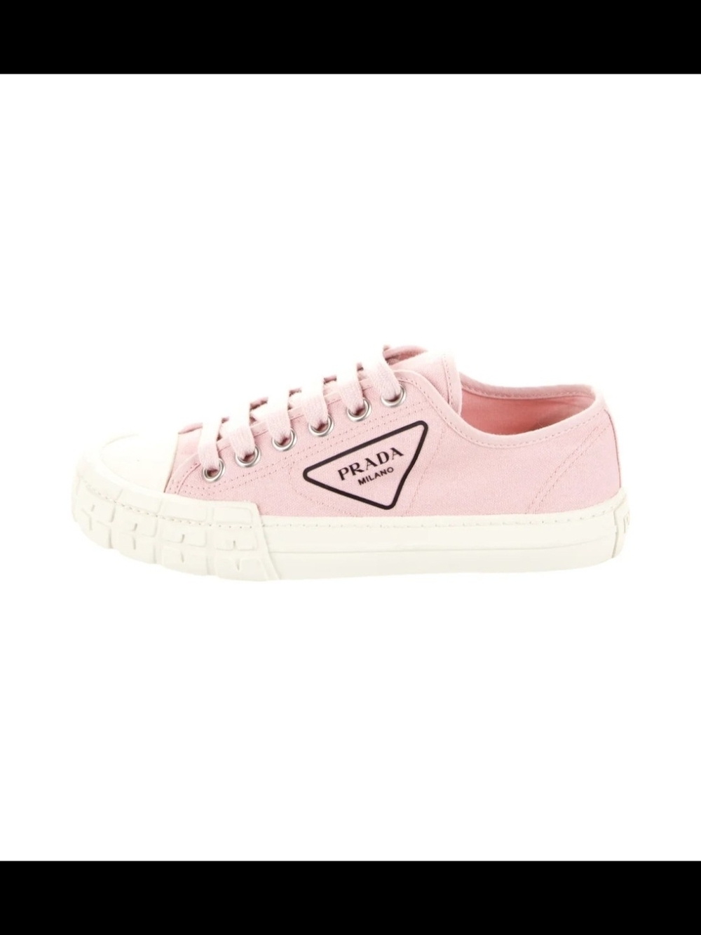 🩷 PRADA 🩷 Womens Pink Canvas Low-Top Sneaker